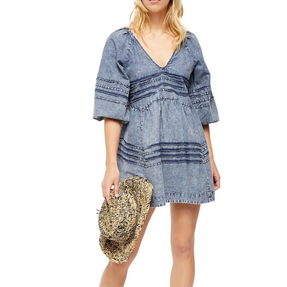 Free People Sweet Surrender Mini Dress Blue